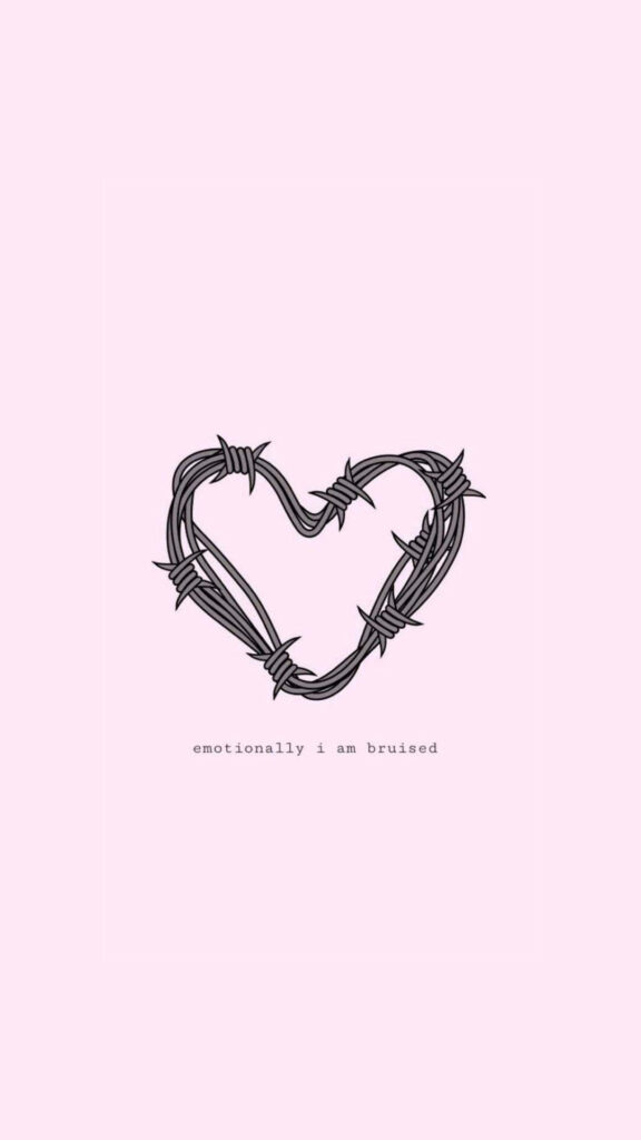 Barbed Wire Heart Wallpaper: Resilience & Emotion on Soft Pink