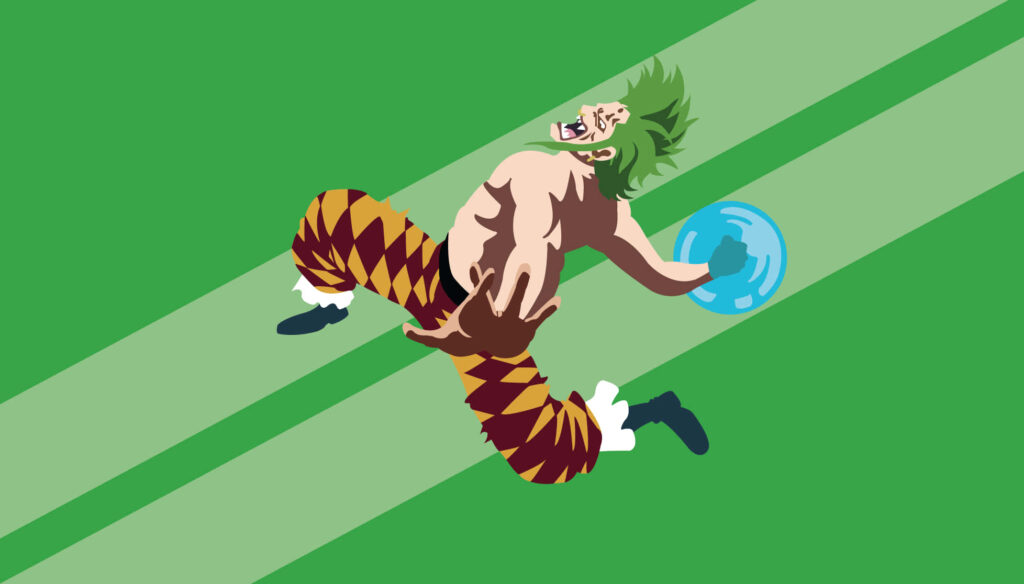 Minimalist Bartolomeo the Cannibal Wallpaper - Bold Green & Orange Art