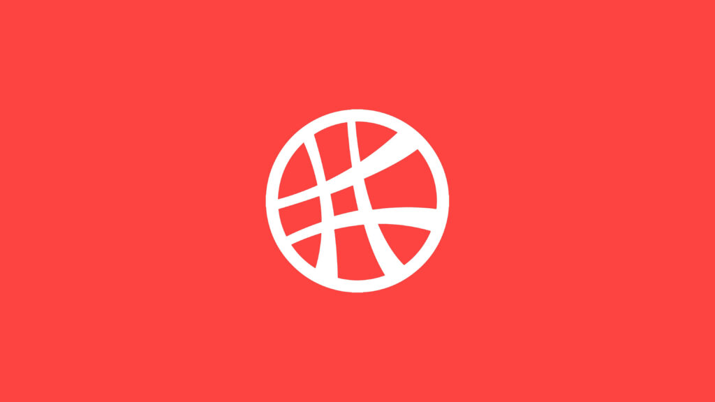 Modern Red Background with White Basketball Net Logo Wallpaper