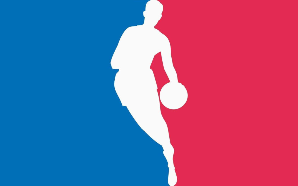 Minimalist Basketball Player Wallpaper with Blue and Red Background