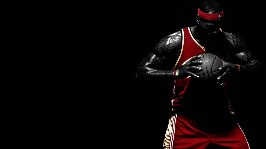 Minimalist Basketball Player Wallpaper: Bold Black, Red & White Design