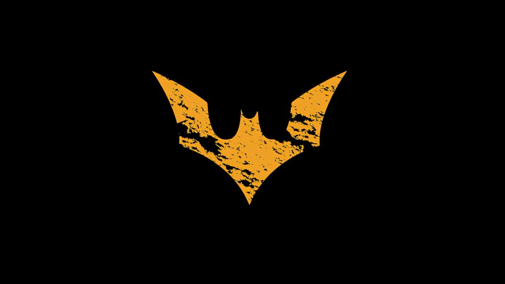 Minimalist Batman wallpaper with distressed yellow Bat symbol on black background for fans