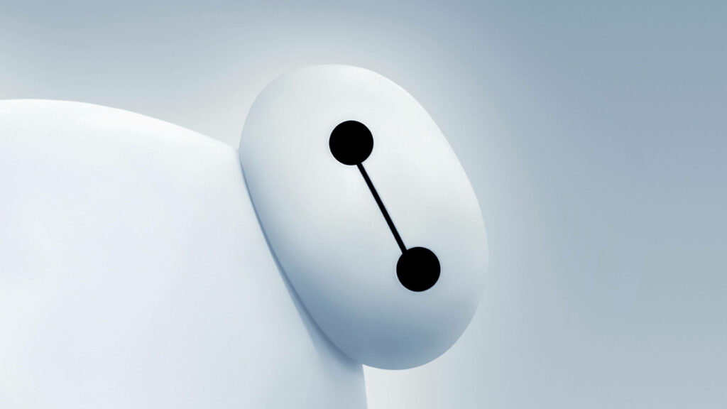 Minimalist Baymax close-up with friendly expression on soft light background wallpaper
