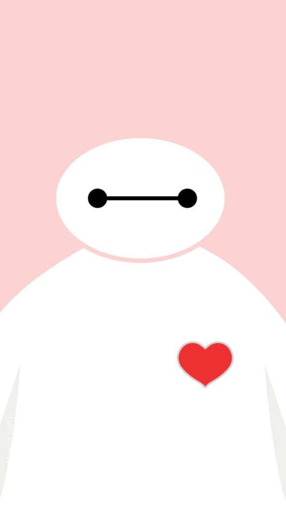 Baymax Minimalist Wallpaper: Cute Healthcare Robot on Pink Background