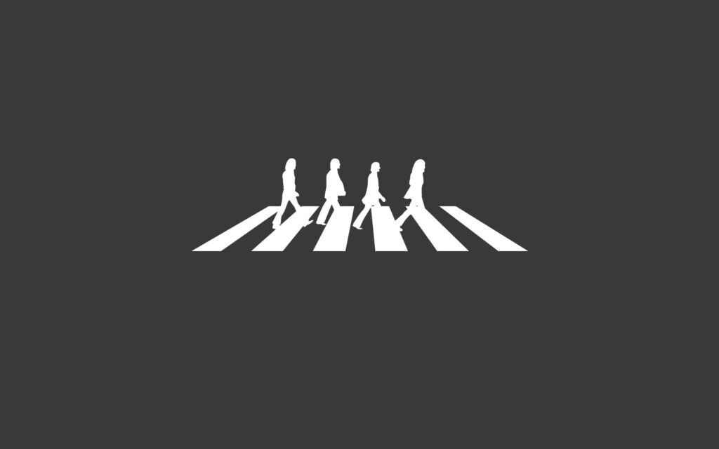 Minimalist Beatles Abbey Road Wallpaper: Iconic Silhouette Design