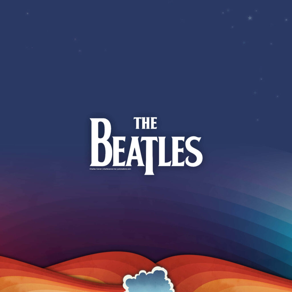 Vibrant Beatles Logo Wallpaper: Minimalist Waves & Starry Night