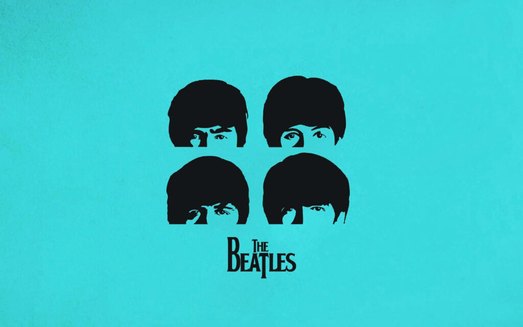 Minimalist Beatles Wallpaper: Iconic Hairstyles & Turquoise Background