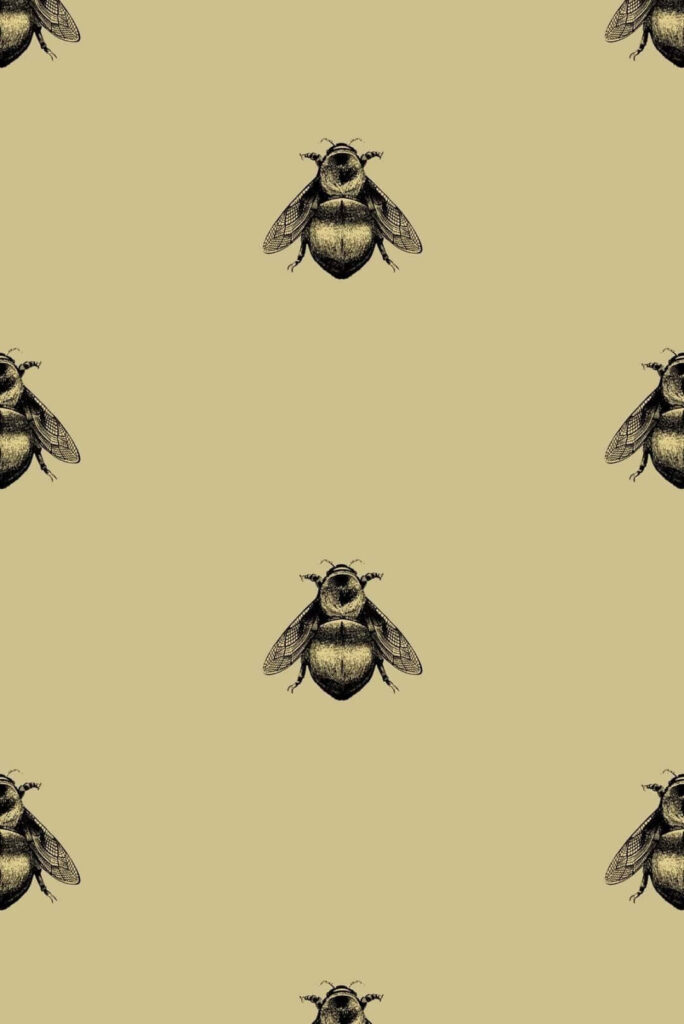 Minimalist bee illustrations on soft beige background stylish nature-inspired iPhone wallpaper