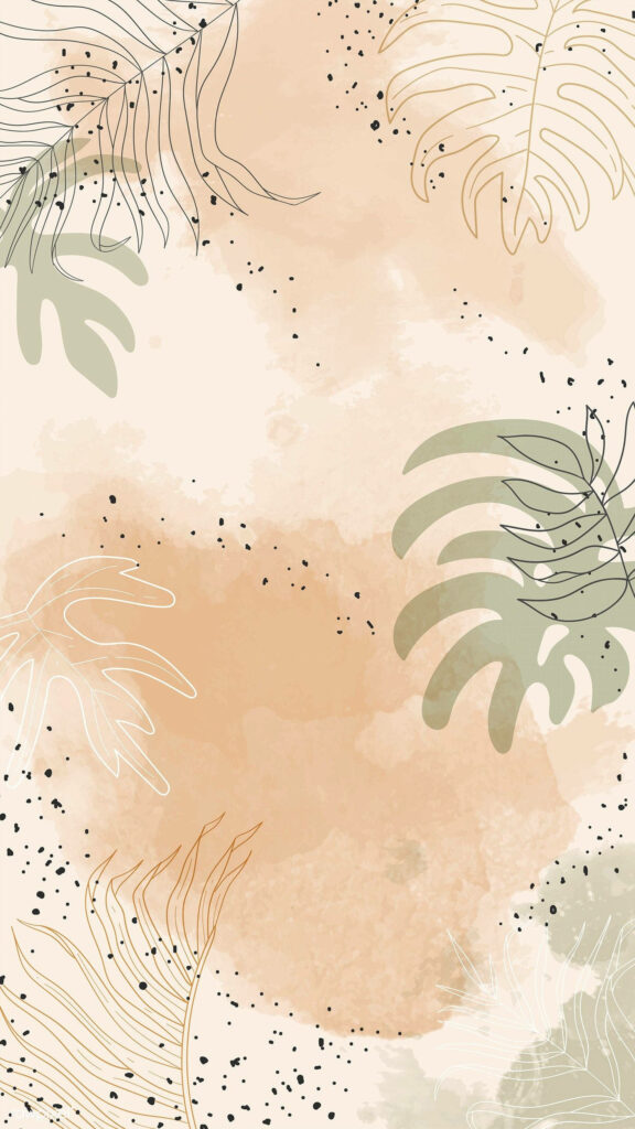 Elegant Beige Leaves iPhone Wallpaper - Minimalist Design