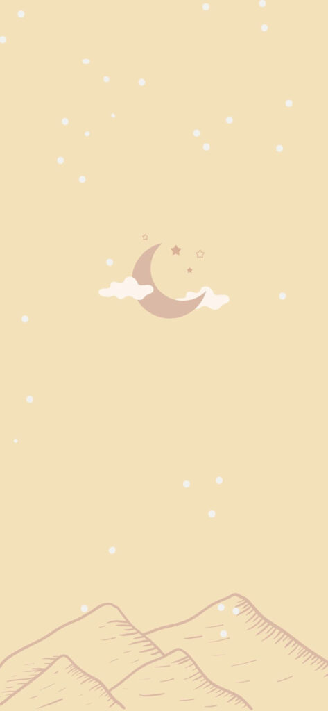 Minimalist Beige Wallpaper: Crescent Moon & Stars for a Dreamy Phone