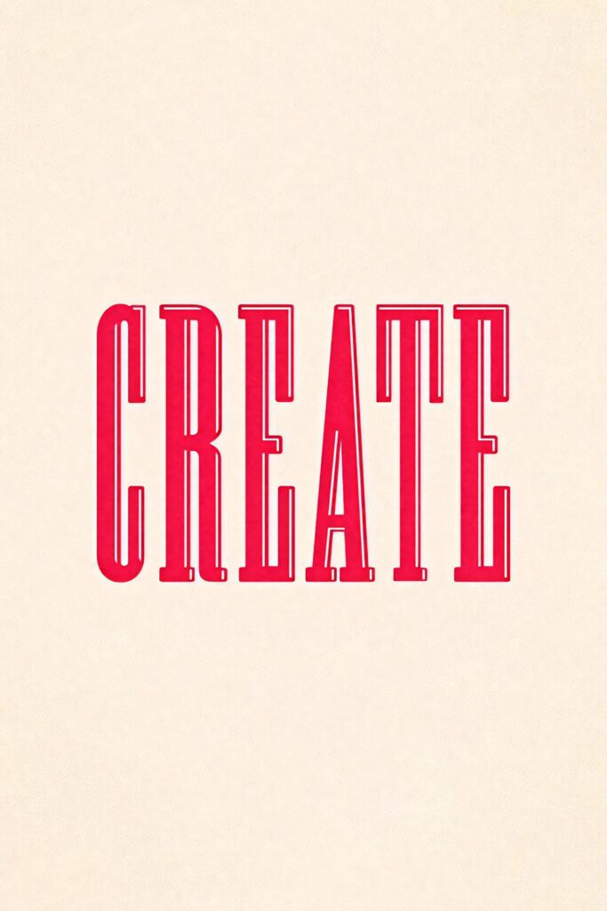 Minimalist Beige Wallpaper with Bold Red 'CREATE' Typography