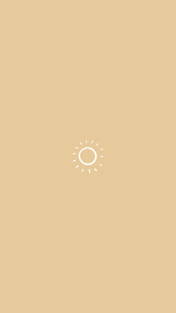 Minimalist Beige Wallpaper with Cute White Sun Icon Design