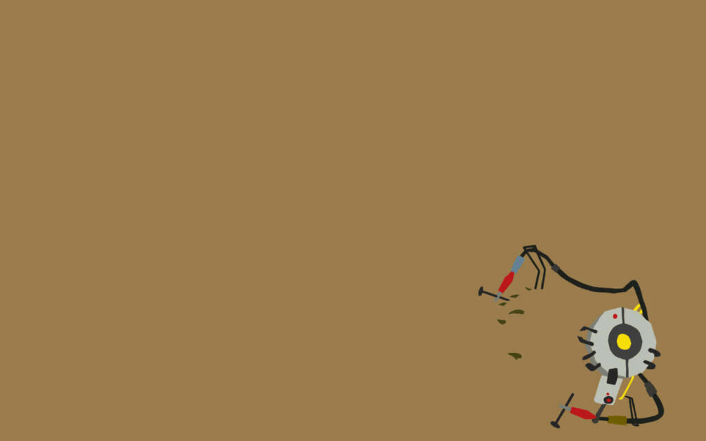 Minimalist Beige Wallpaper with Intricate Robotic Illustration