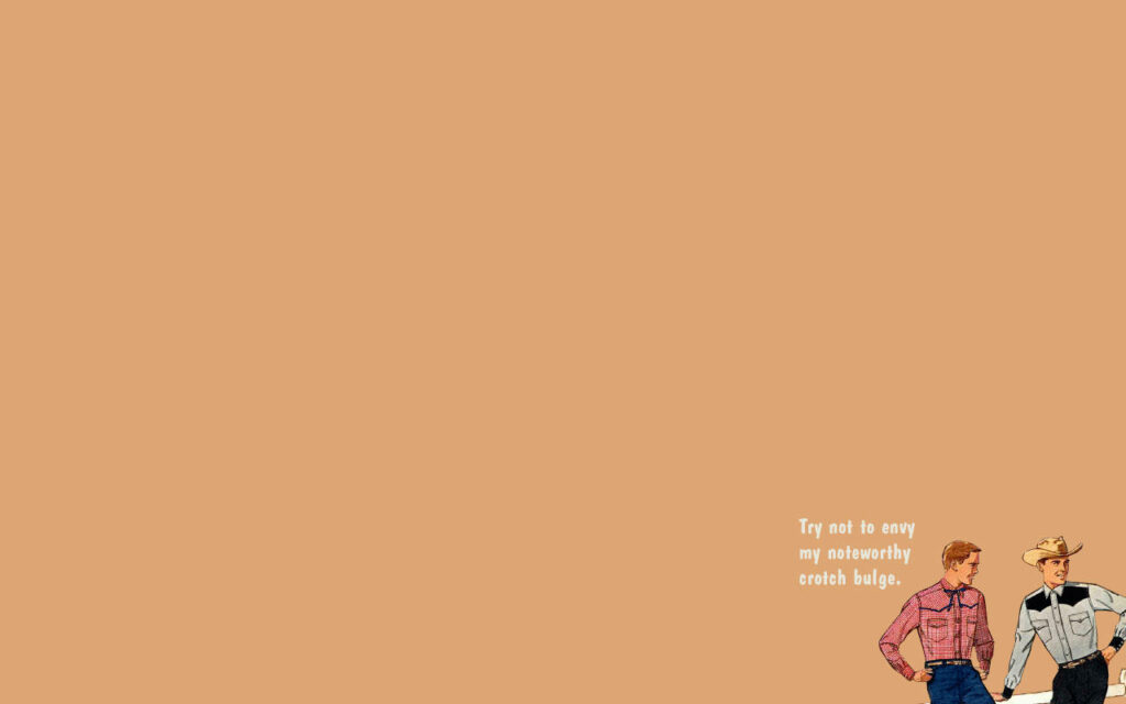 Minimalist Beige Wallpaper with Playful Quote & Western Characters