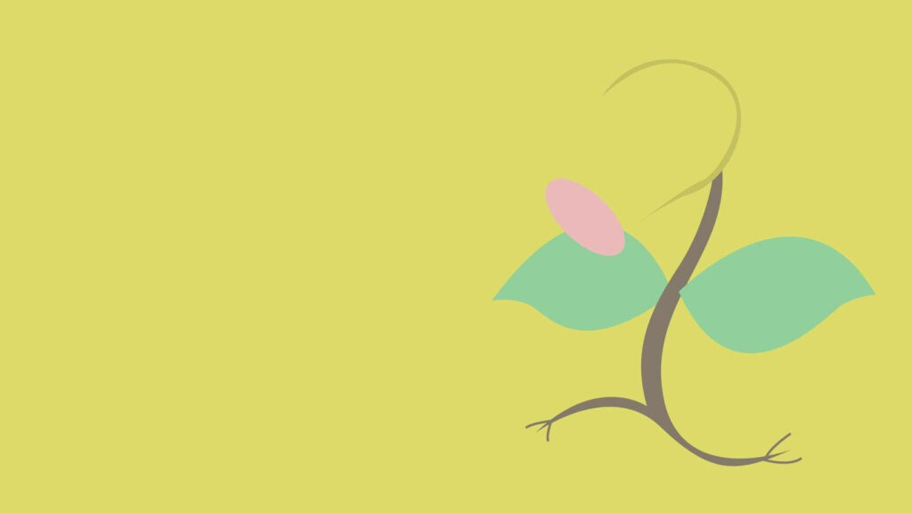 Minimalist Bellsprout Wallpaper: Clean Yellow Background Design