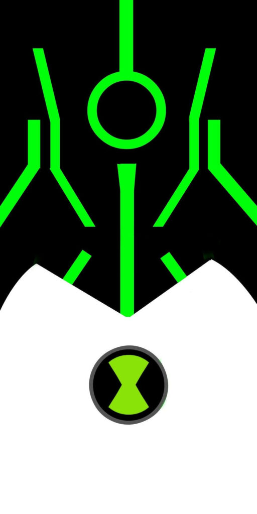 Minimalist Ben 10 wallpaper with bold green Omnitrix logo on black background for fans