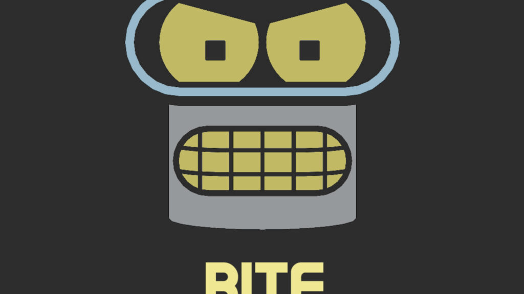 Minimalist Bender Wallpaper: Bite My Shiny Metal Ass Design