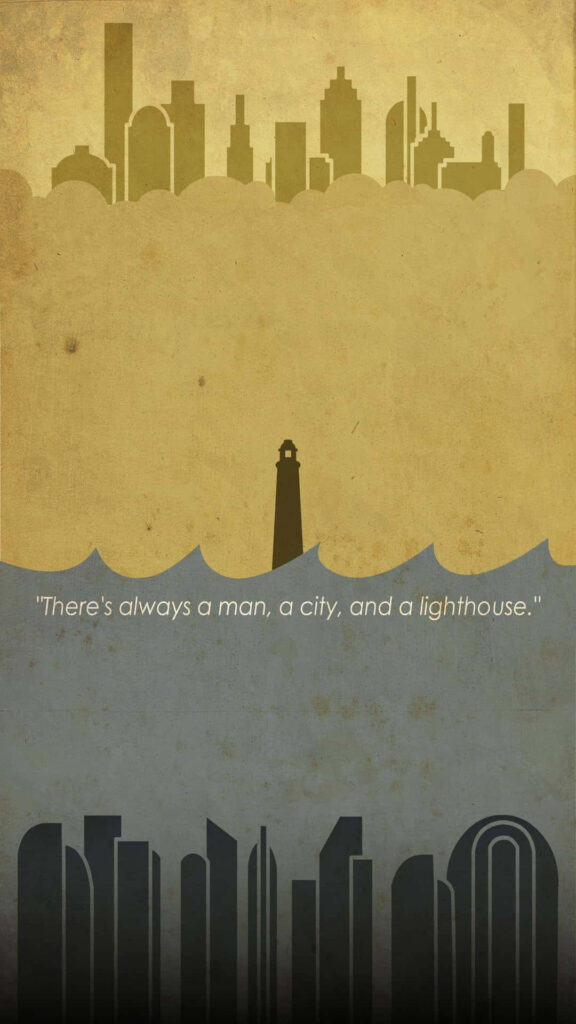 Minimalist Bioshock Infinite Wallpaper: Lighthouse & Skyline Design