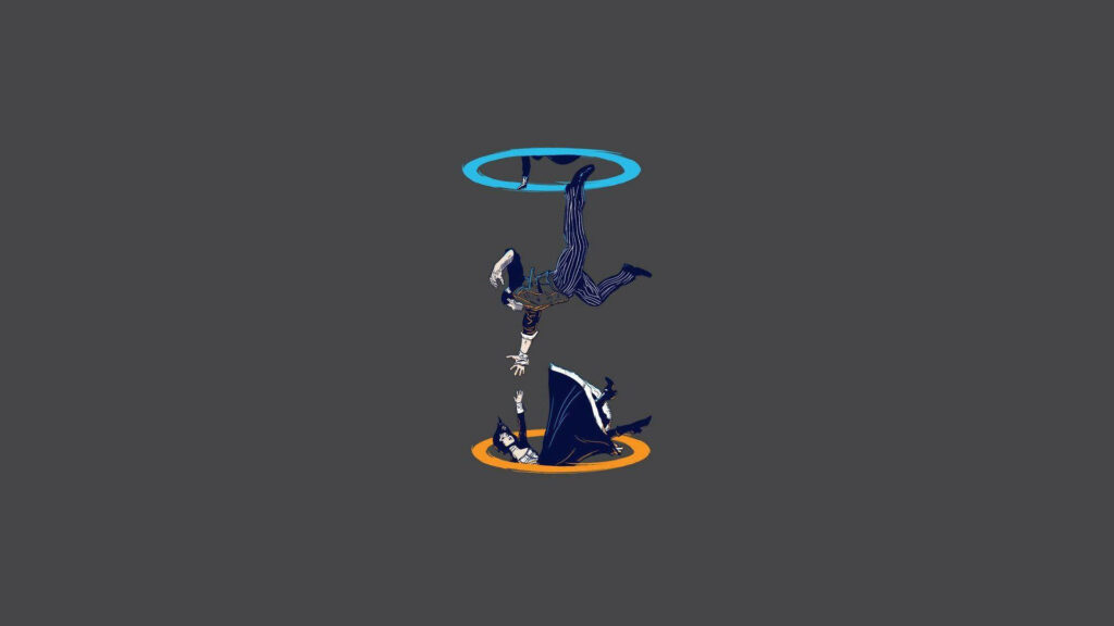 Minimalist Bioshock & Portal Wallpaper: Character Through Portals
