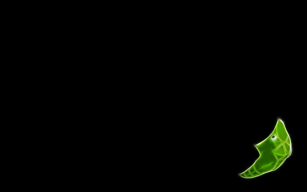 Minimalist Black Desktop Wallpaper with Green Metapod Accent