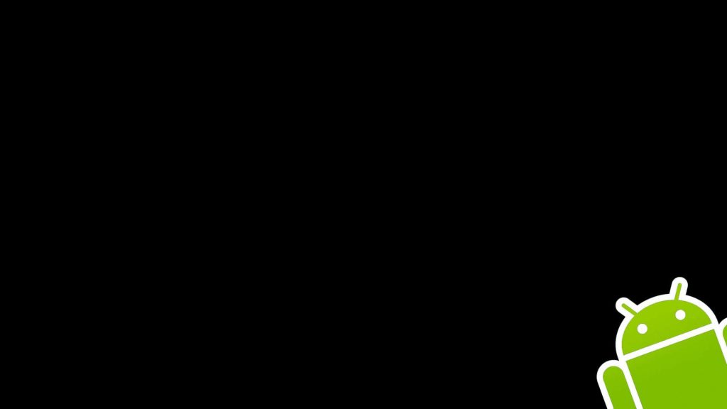Minimalist black wallpaper with green Android robot icon perfect for AMOLED displays energy saving