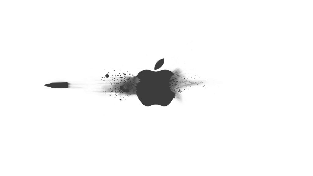 Minimalist Black Apple Logo on Grayscale Splash Wallpaper