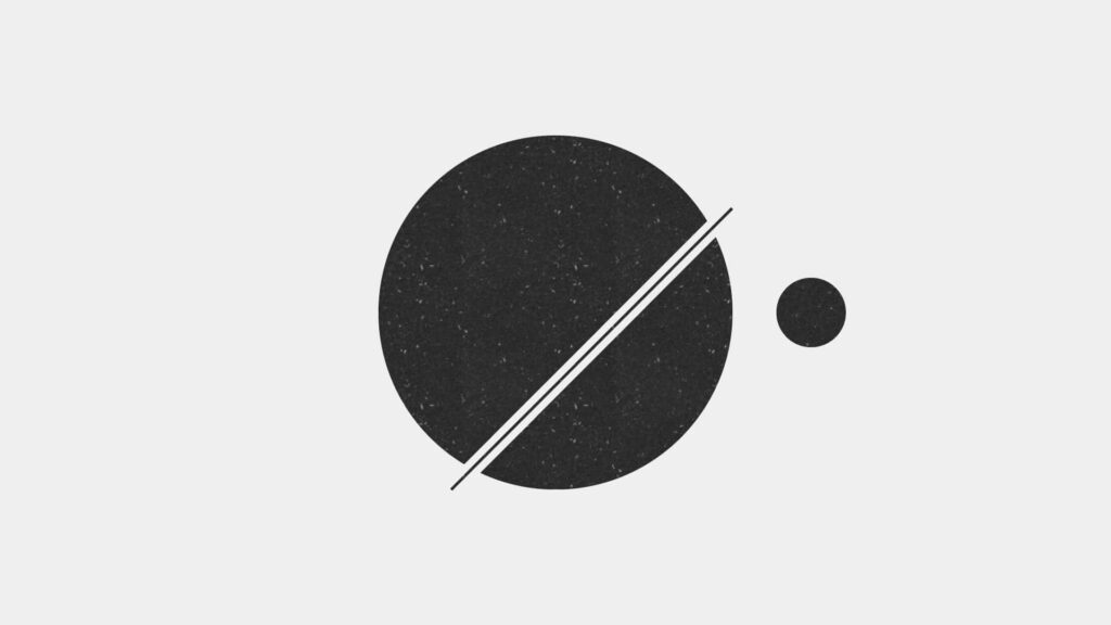 Minimalist Wallpaper with Black Circles and Diagonal Line on Gray