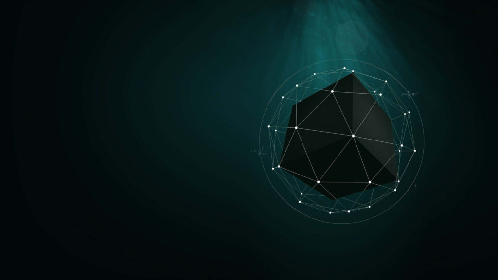 Minimalist Black Cube Wallpaper with Geometric Lines - 1920x1080