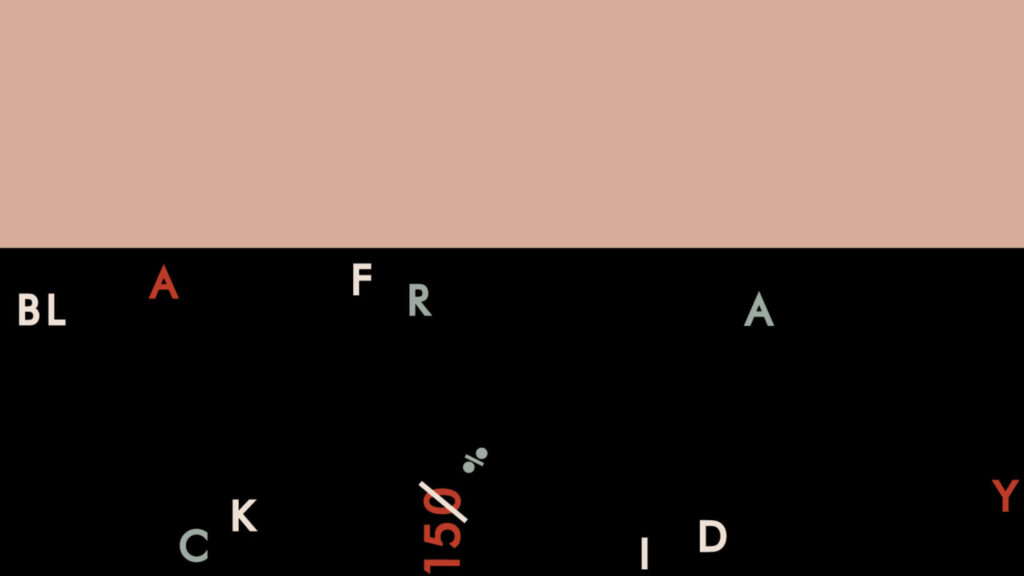 Minimalist Black Friday wallpaper with bold letters and central red 50 percent discount design