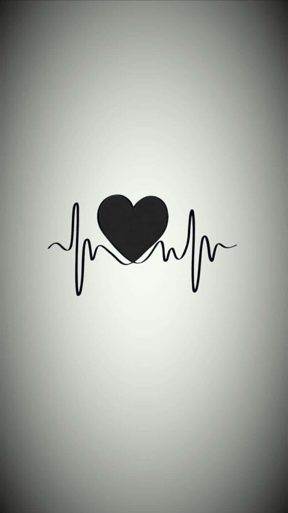 Minimalist Black Heart Wallpaper with Waveform Design on Gradient