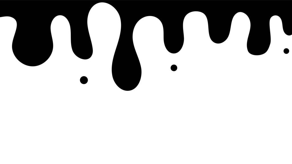 Minimalist black liquid dripping on white background high contrast sleek modern wallpaper design