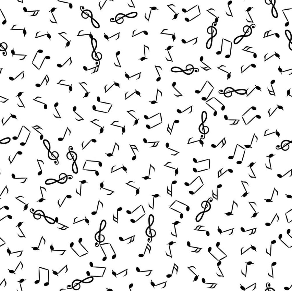 Minimalist Black Music Notes Wallpaper on Clean White Background