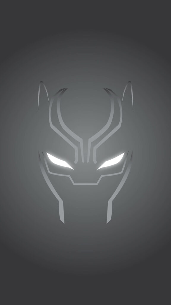 Minimalist Black Panther Mask Wallpaper with Futuristic Glow