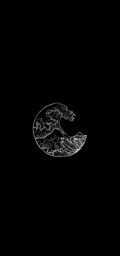 Minimalist Black Phone Wallpaper: Elegant White Wave Design