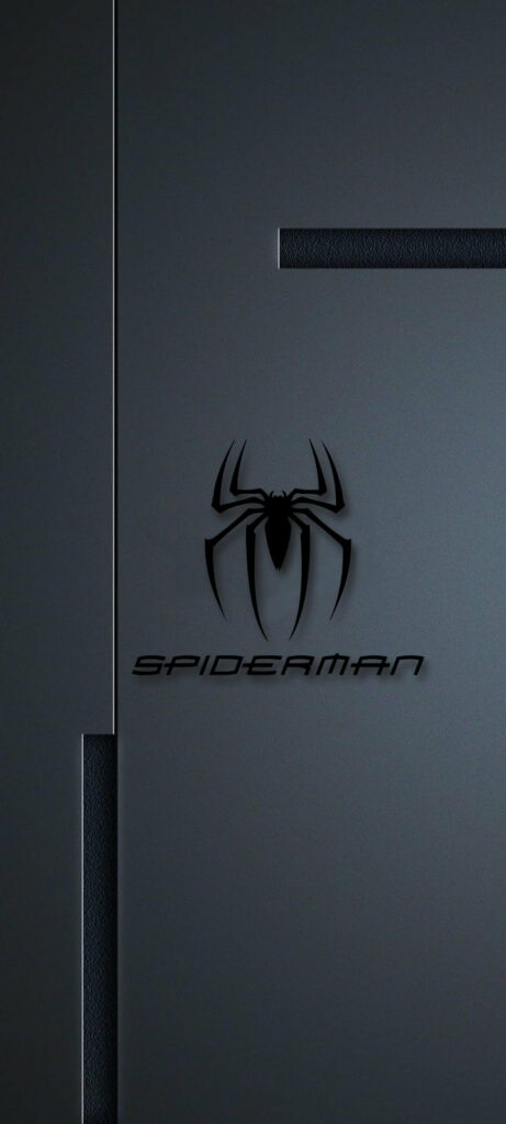 Minimalist black Spider-Man logo on dark textured background - stylish HD phone wallpaper