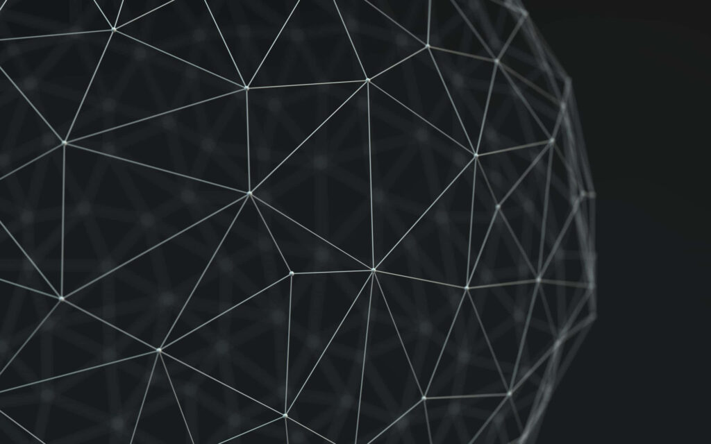 Minimalist Black Background with Abstract White Geometric Sphere Wallpaper