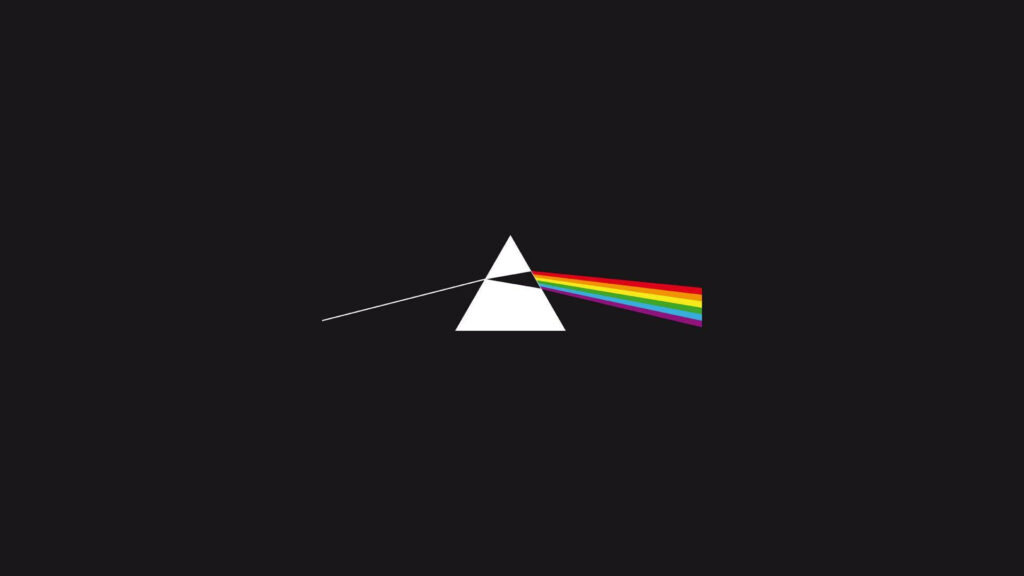 Minimalist Black Wallpaper: White Prism with Color Spectrum Design