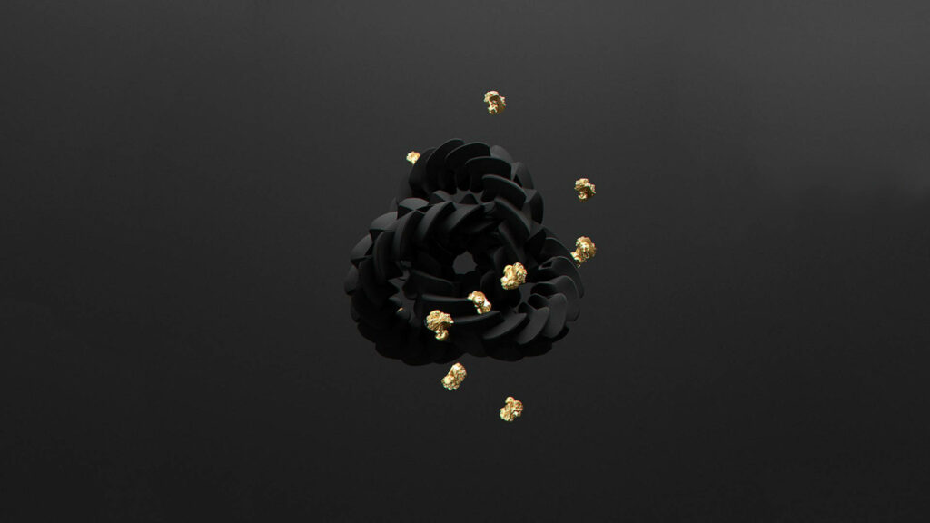 Minimalist Black Flower Wallpaper with Gold Accents for Modern Screens
