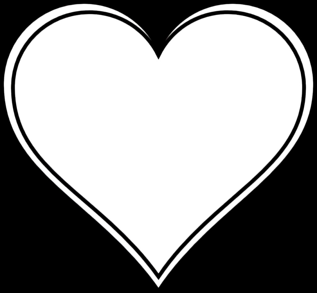 Bold White Heart Outline Minimalist Wallpaper on Solid Black Background