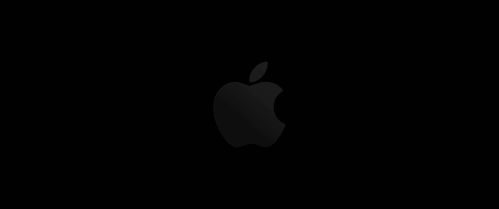Minimalist Monochrome Apple Logo Wallpaper on Solid Black Background