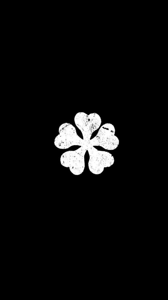 Distressed White Clover Logo on Black Background - Minimalist Wallpaper