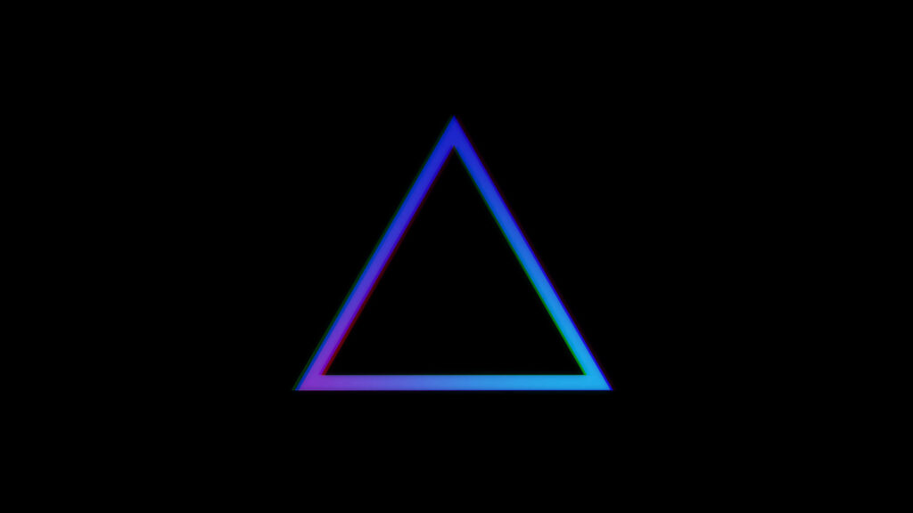 Sleek Minimalist Wallpaper: Glowing Gradient Triangle on Black Background