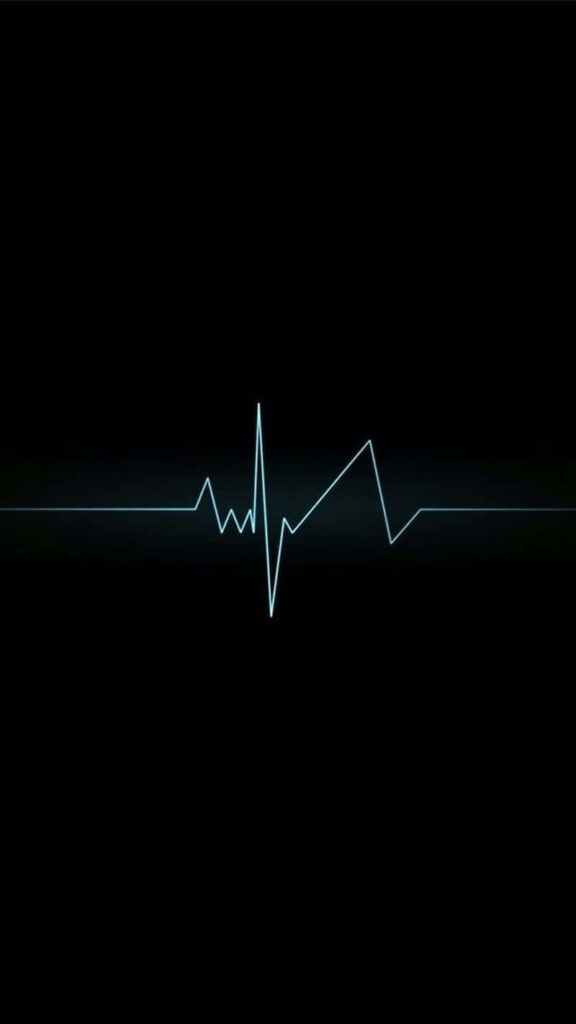 Minimalist Black Wallpaper with Heartbeat Line - Modern Tech Aesthetic