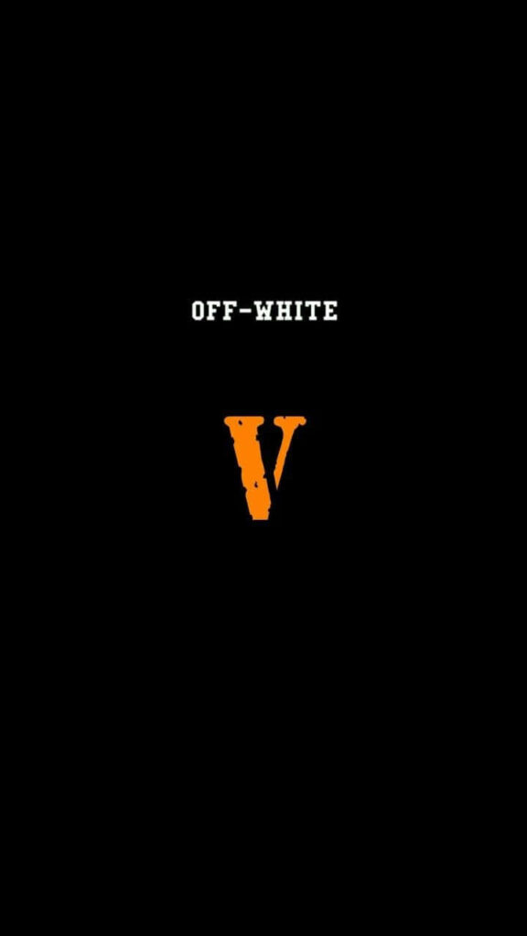 Minimalist Black Wallpaper with OFF-WHITE Text & Orange V Logo