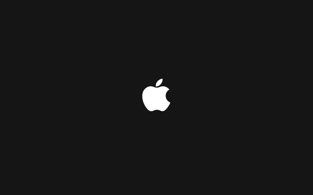 Minimalist Black Background with White Apple Logo Wallpaper