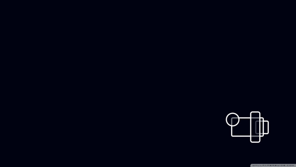 Minimalist Black Wallpaper with White Camera Outline Design
