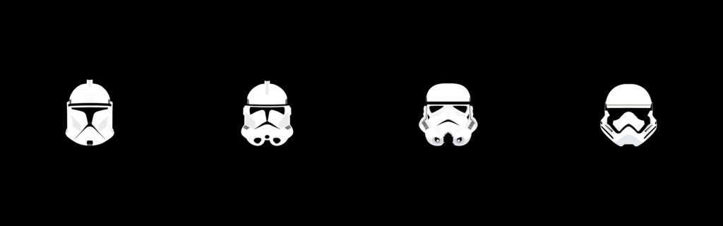 Minimalist Black Wallpaper with Stylish Sci-Fi Helmets for Dual Monitors