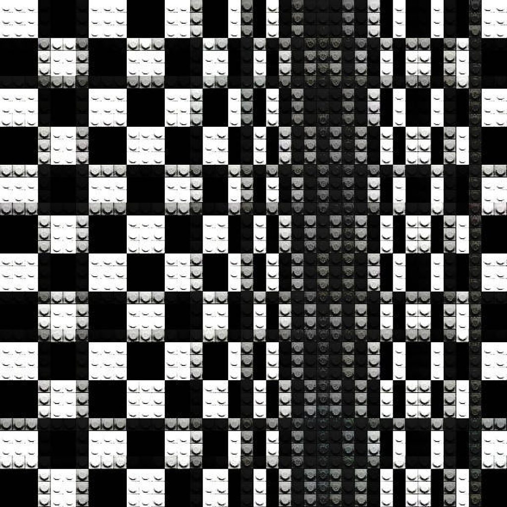 Black white gray geometric checkered wallpaper with textured LEGO brick studs for modern design