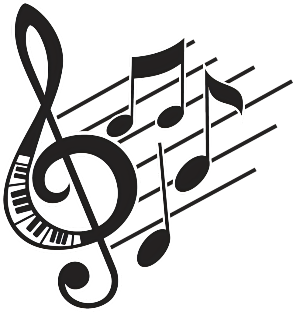 Minimalist Black and White Musical Wallpaper with Treble Clef Design