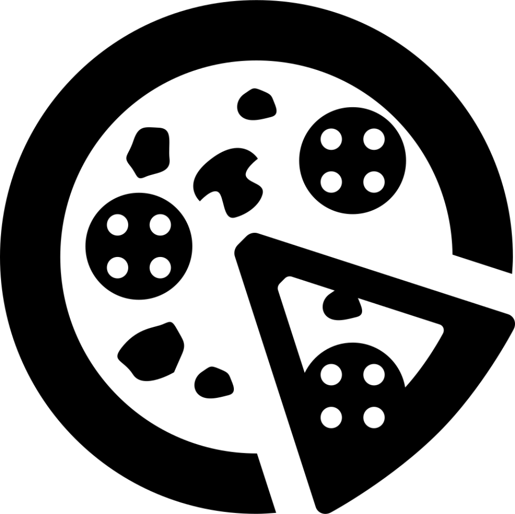 Minimalist Black-and-White Pizza Slice Icon Wallpaper Design